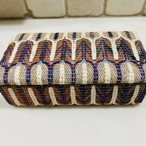 Anthropologie Fabric Boho Jewelry Box w/ Mirror